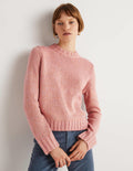 Gesprenkelter flauschiger Pullover-Eisrosa