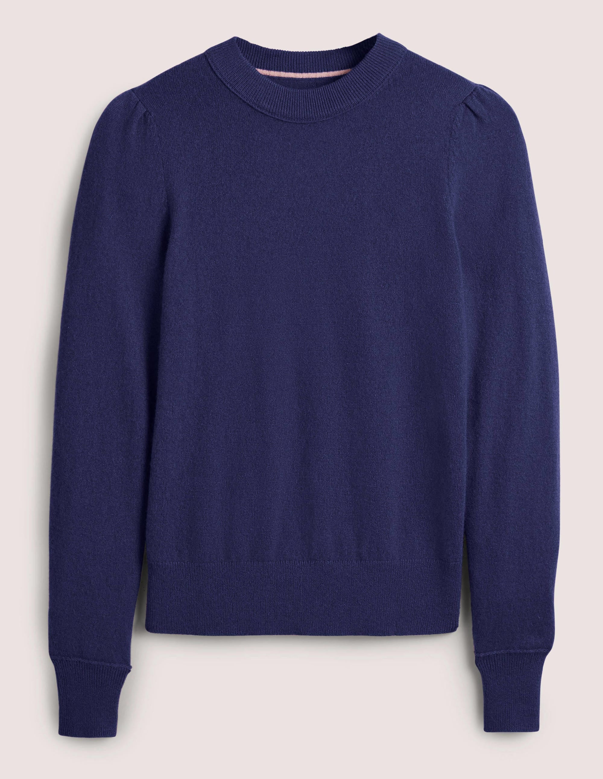 Pull en cachemire à épaules bouffantes-Bleu marine - Image 6