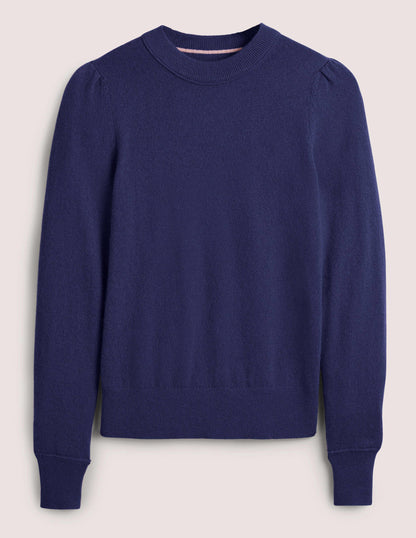 Kaschmirpullover mit Puffärmeln-Marineblau-6