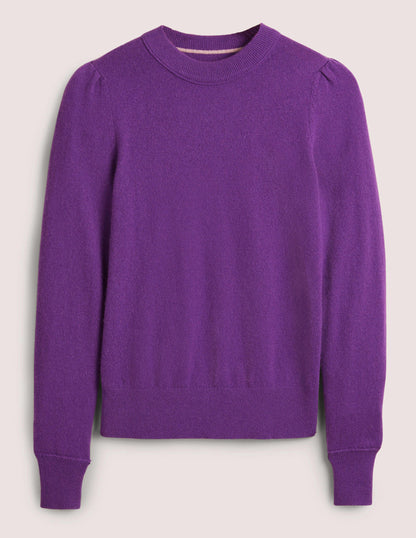 Kaschmirpullover mit Puffärmeln-Sattes Violett
