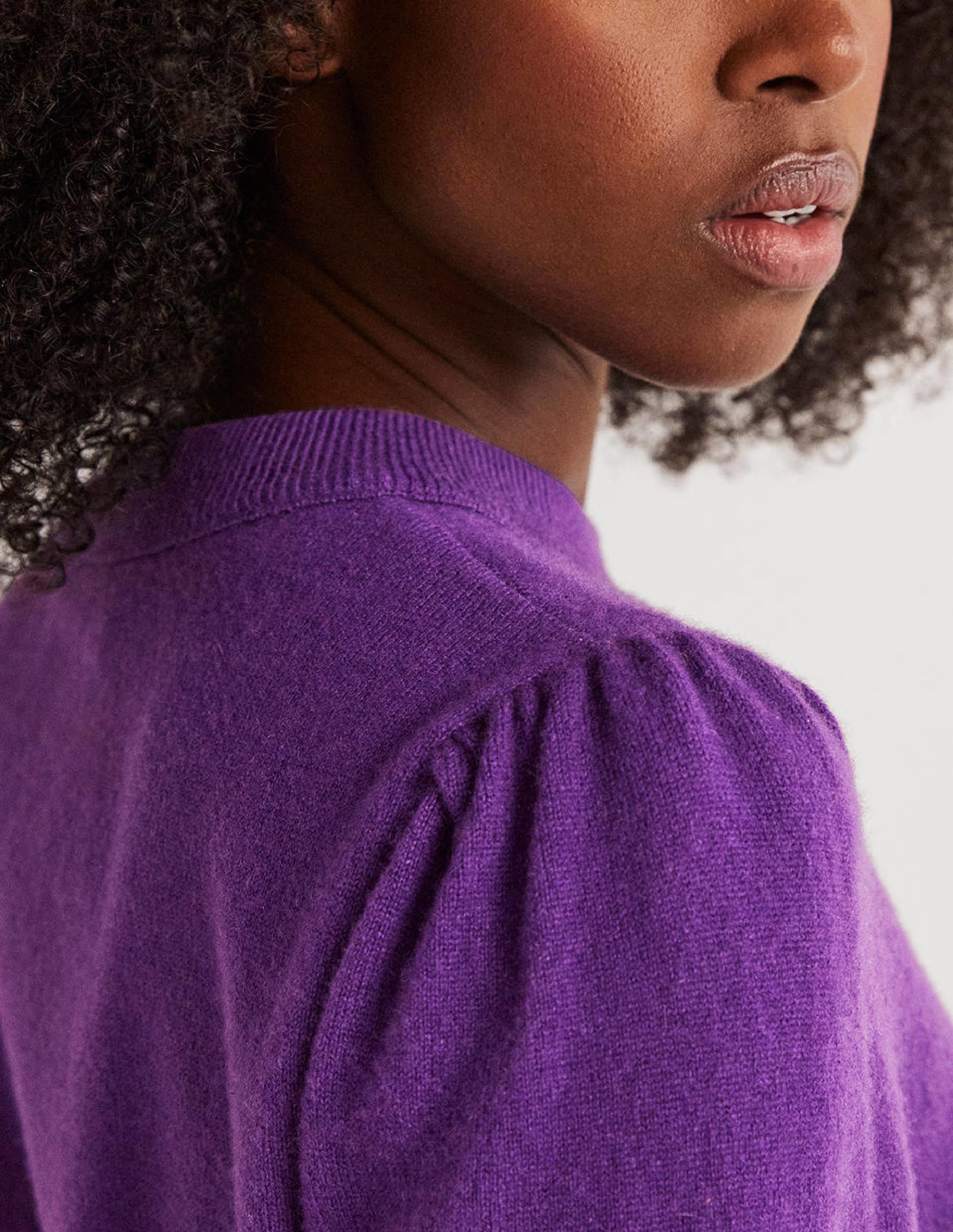 Pull en cachemire à épaules bouffantes-Violet impérial - Image 2