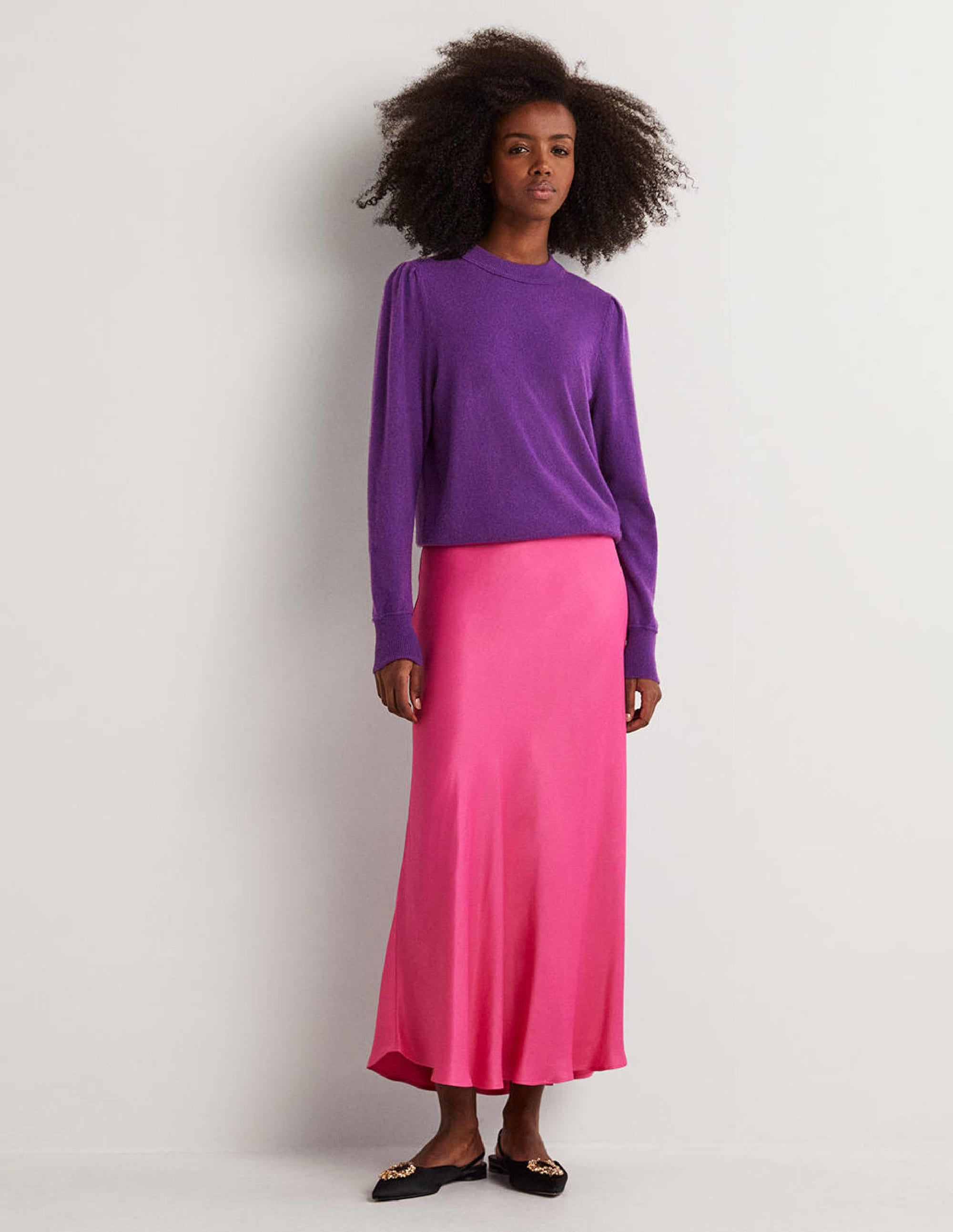 Pull en cachemire à épaules bouffantes-Violet impérial - Image 4