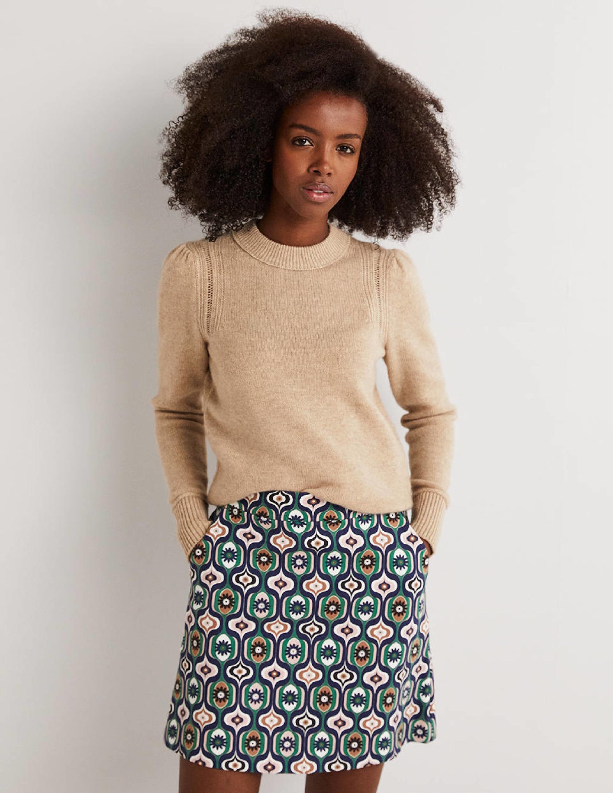 Luftiger Kaschmirpullover-Mausbraun Melange - Image 1