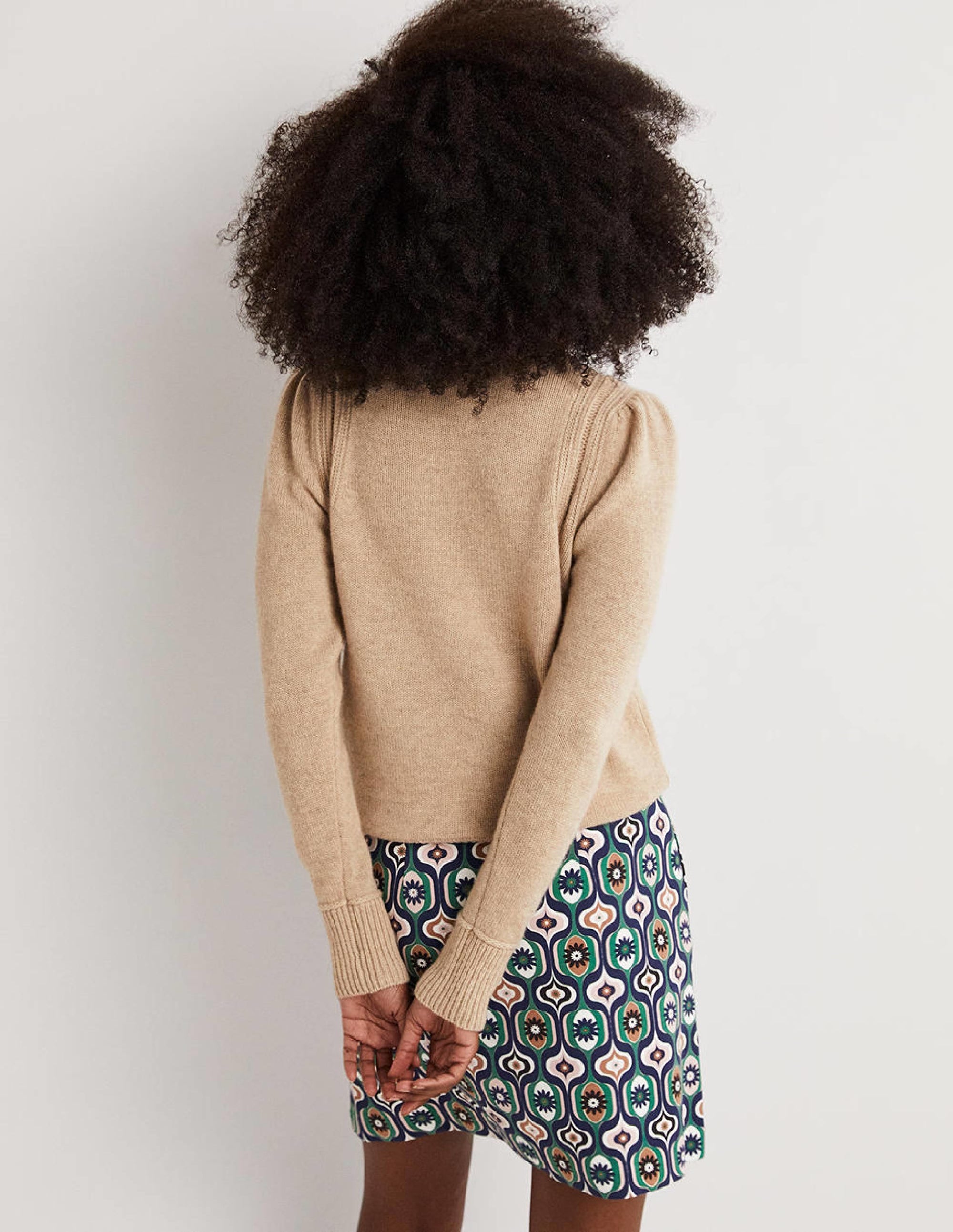 Luftiger Kaschmirpullover-Mausbraun Melange - Image 3