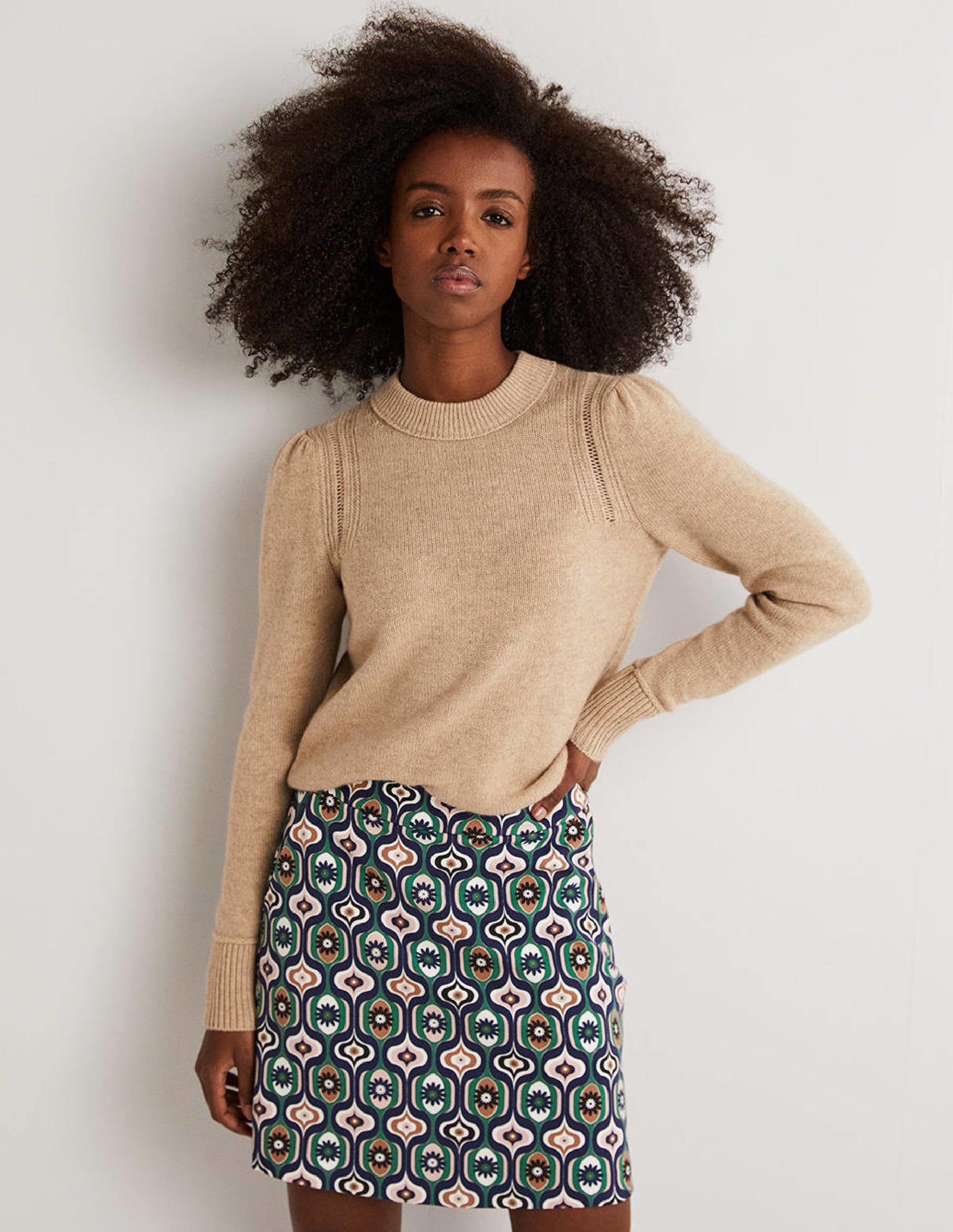 Luftiger Kaschmirpullover-Mausbraun Melange-5