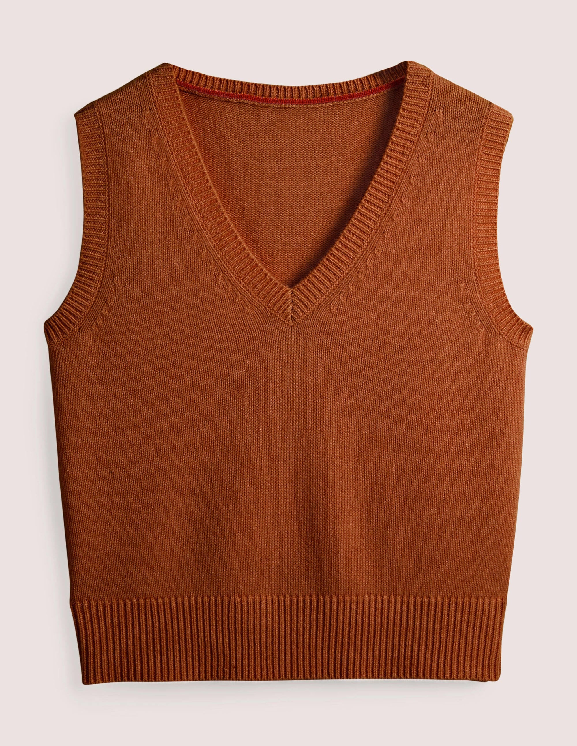 Strickpullunder mit V-Ausschnitt aus Kaschmir-Kupferrot - Image 5