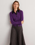 Cashmere Crew Neck Cardigan-Imperial Purple