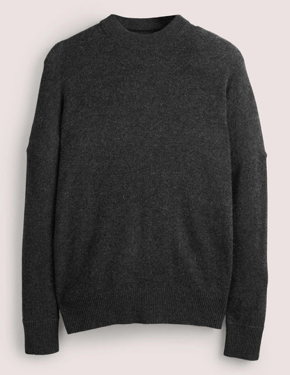 Boyfriend-Kaschmirpullover mit Rundhalsausschnitt-Anthrazit Melange-5
