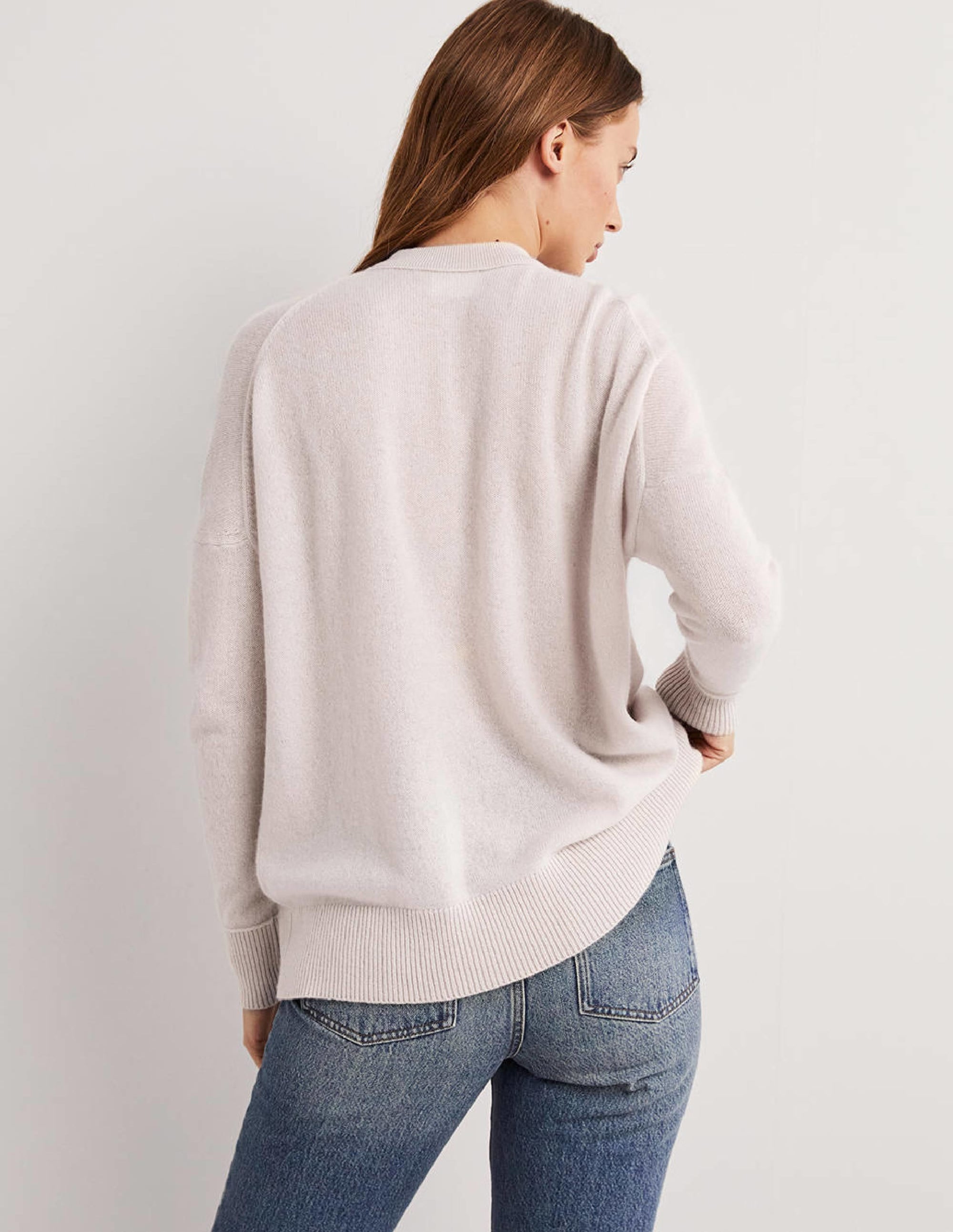 Pull boyfriend à col rond en cachemire-Corde - Image 3