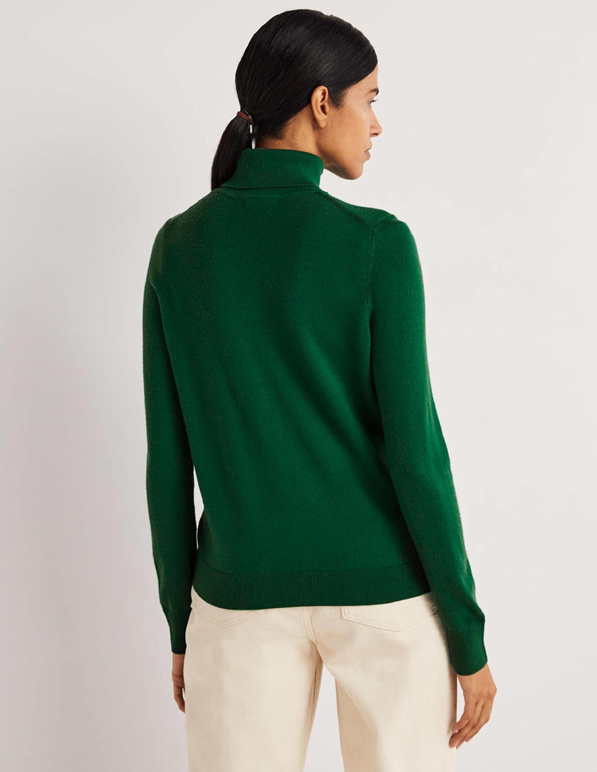 Eng geschnittener Rollkragenpullover aus Merinowolle-Trekking-Grün - Image 4