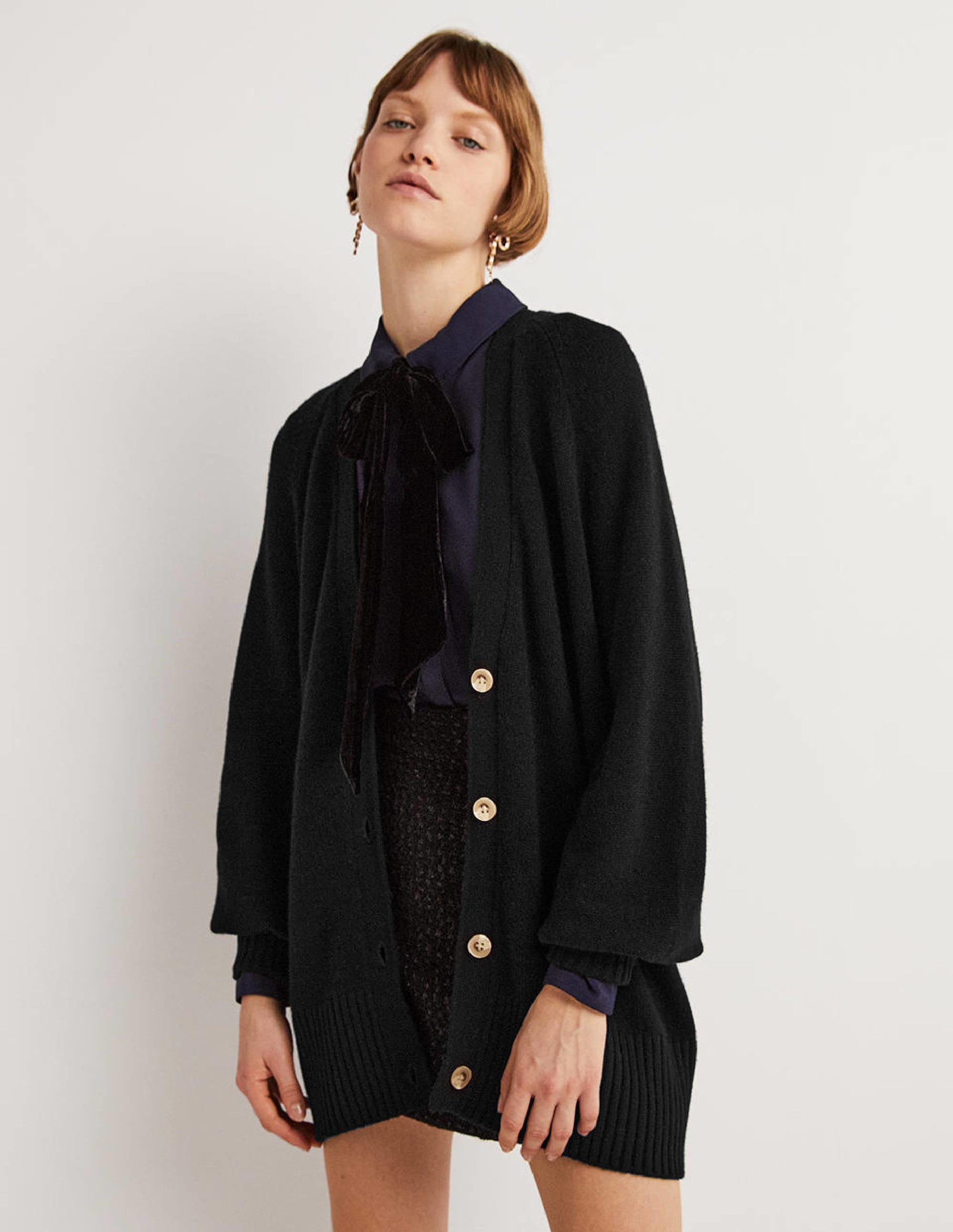 Long Cashmere Cardigan-Black - Image 1
