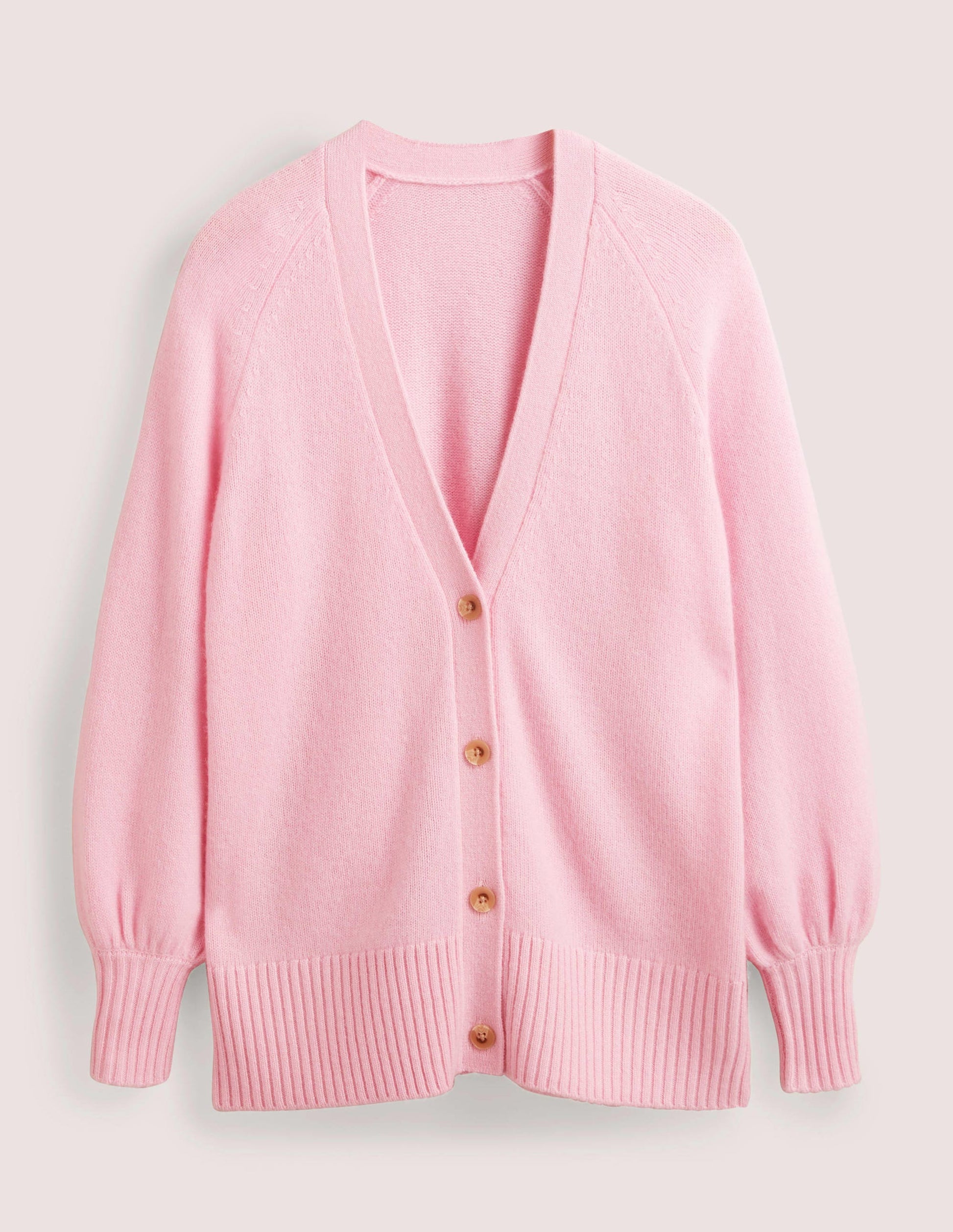 Gilet long en cachemire-Rose camée-6
