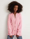 Gilet long en cachemire-Rose camée