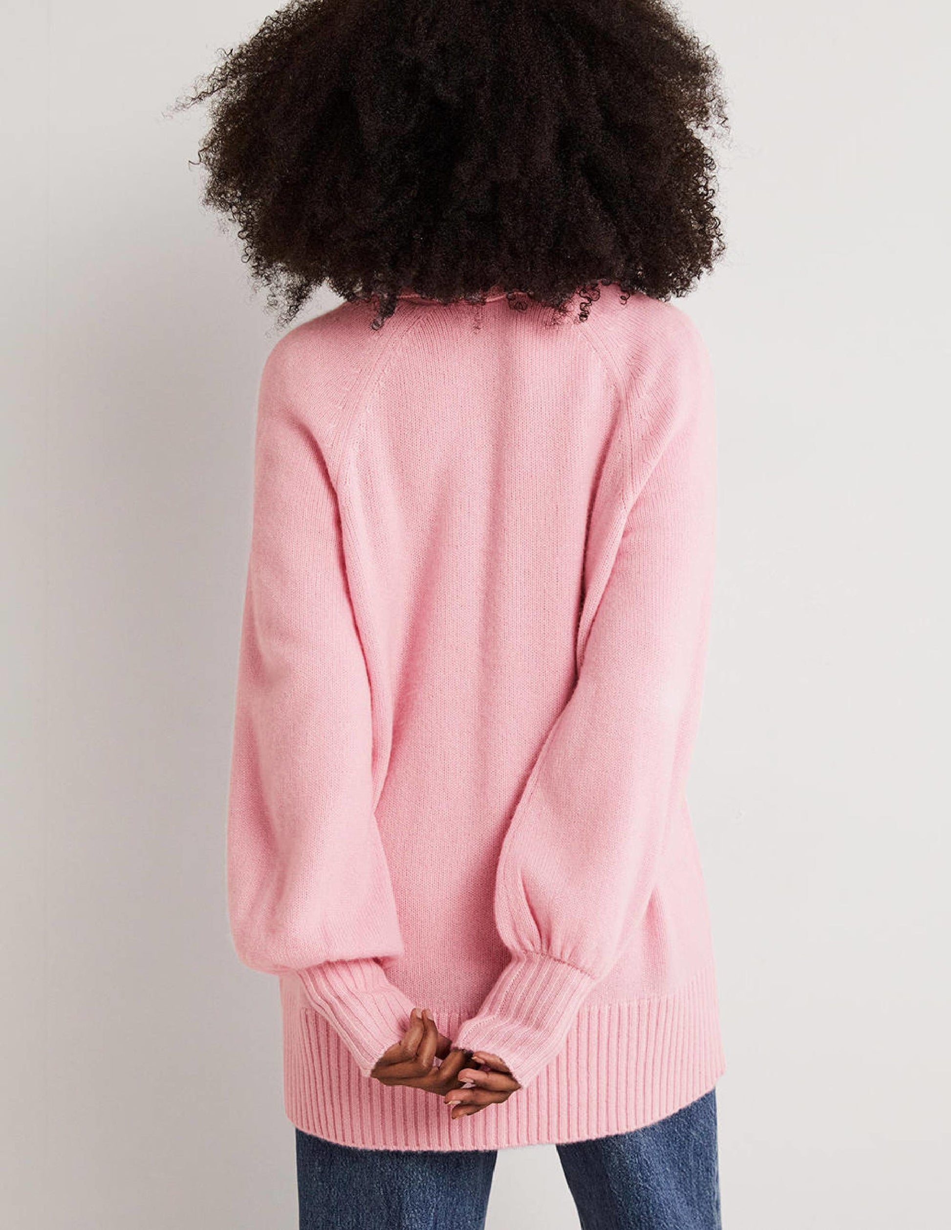 Gilet long en cachemire-Rose camée-3