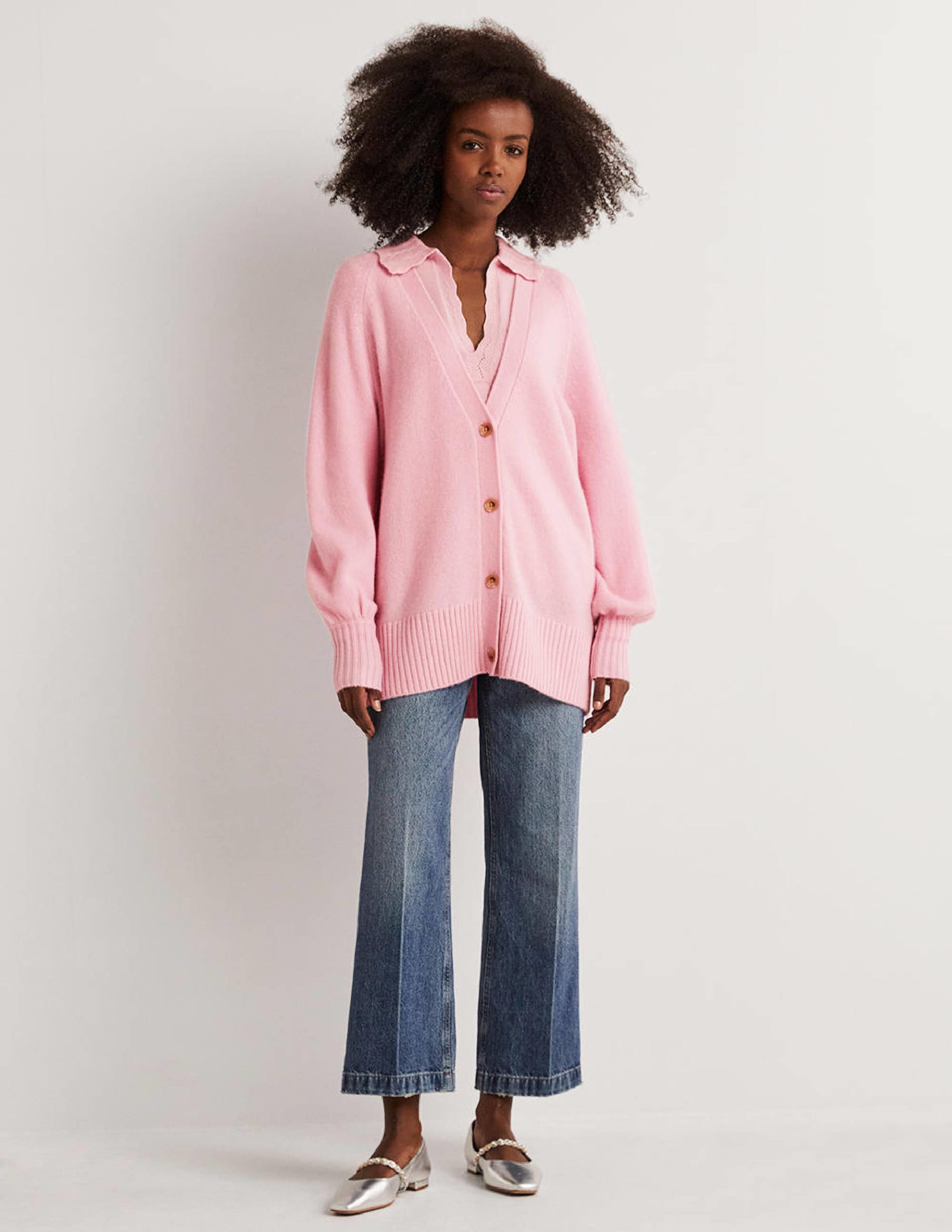 Gilet long en cachemire-Rose camée - Image 4