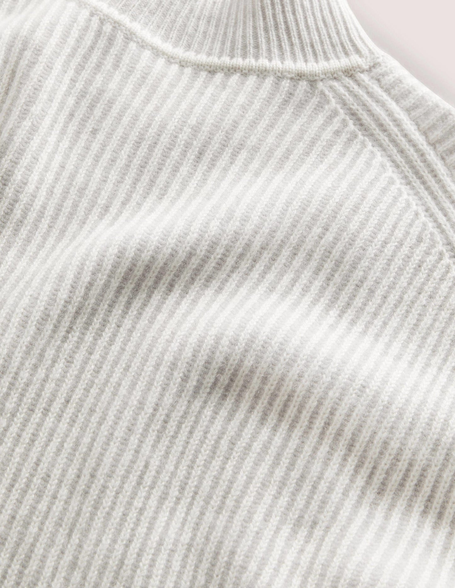 Pull côtelé en cachemire-Gris pâle, ivoire