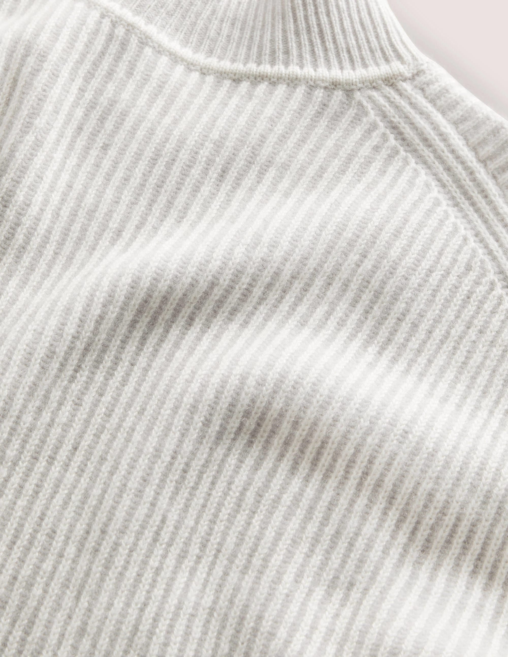 Pull côtelé en cachemire-Gris pâle, ivoire - Image 7