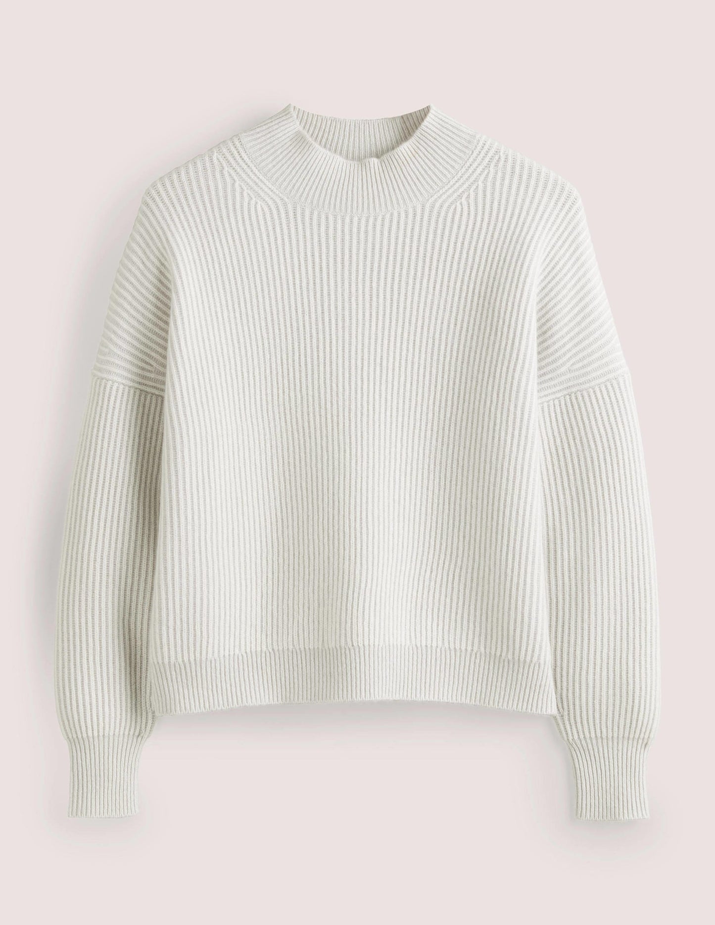 Pull côtelé en cachemire-Gris pâle, ivoire