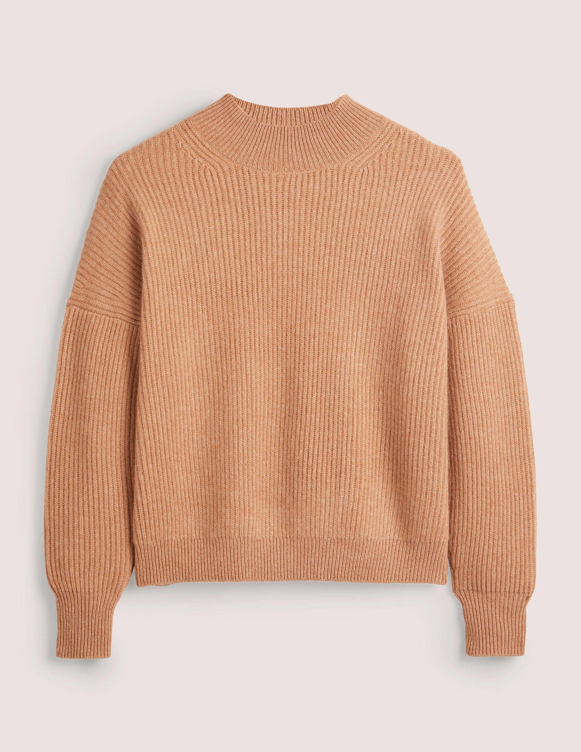 Rippstrick-Kaschmirpullover-Kamelbraun Melange-5
