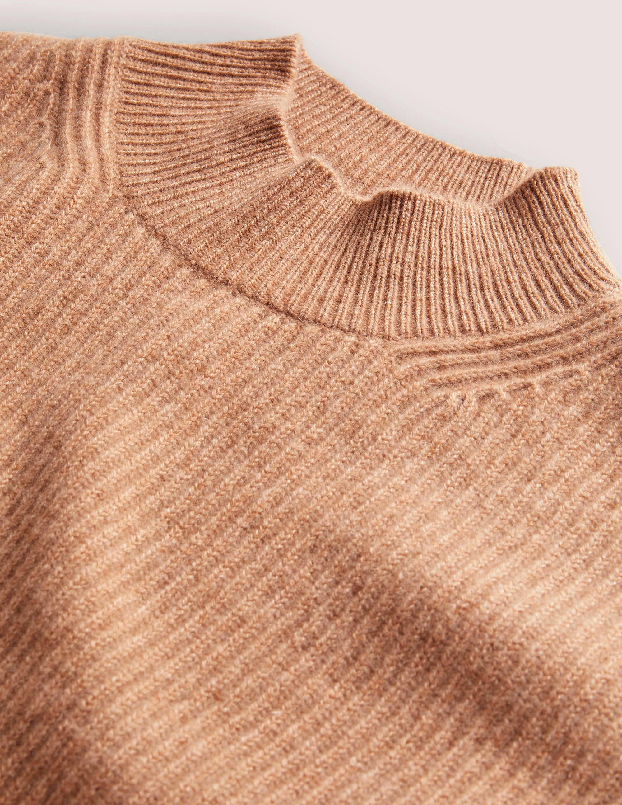 Rippstrick-Kaschmirpullover-Kamelbraun Melange - Image 6