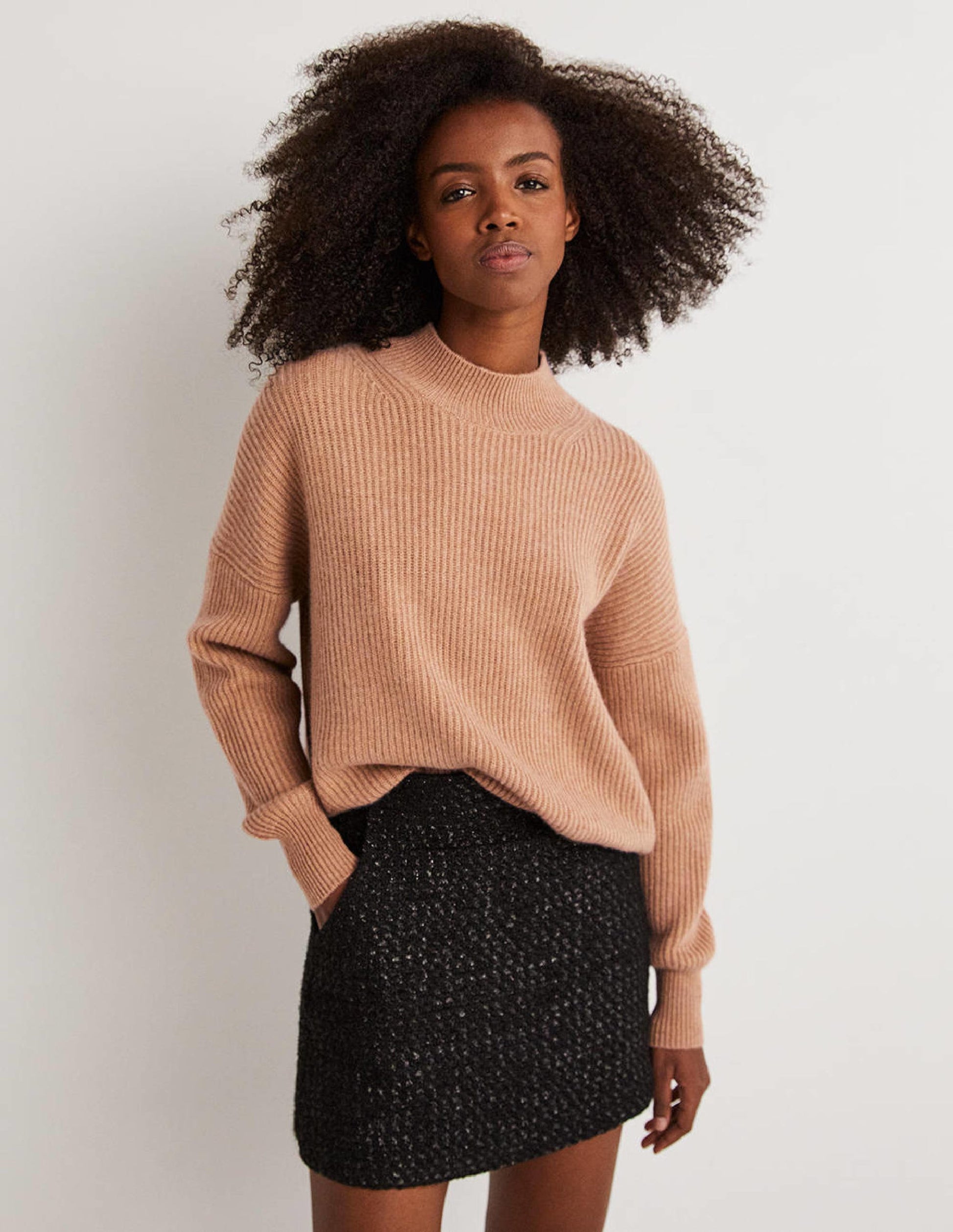 Rippstrick-Kaschmirpullover-Kamelbraun Melange-1