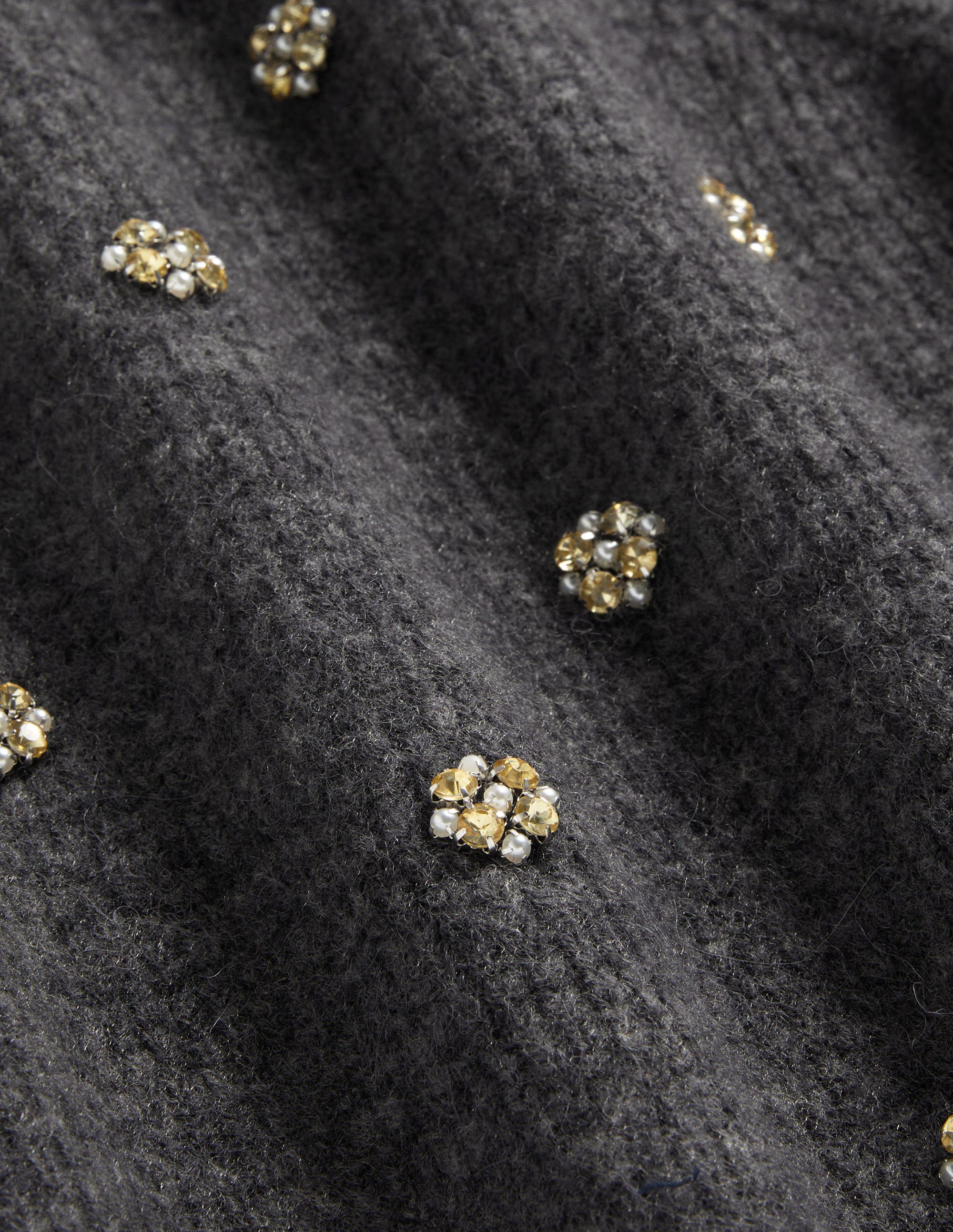 Embellished Fluffy T-shirt-Charcoal Melange Embellishment - Image 7