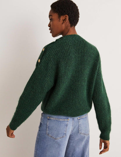 Rippstrickpullover mit Knöpfen an der Schulter-Jägergrün-4