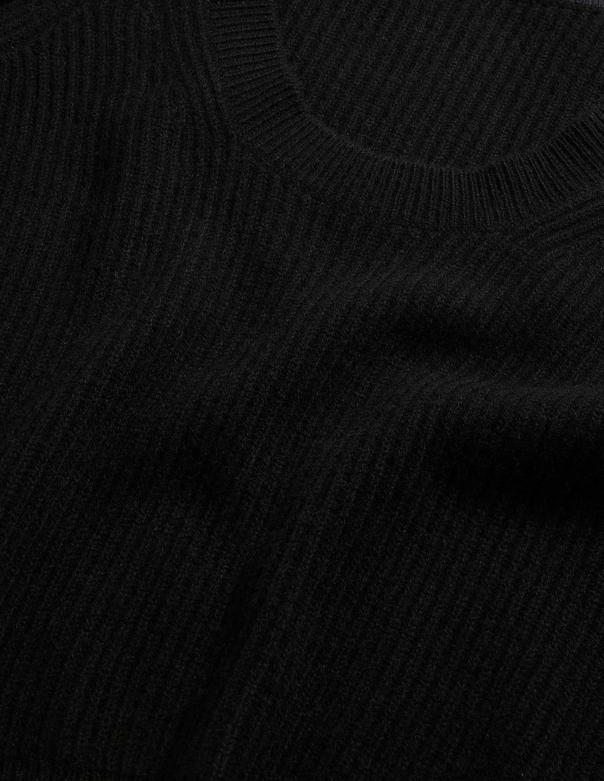 Pull col U en cachemire-Noir - Image 7