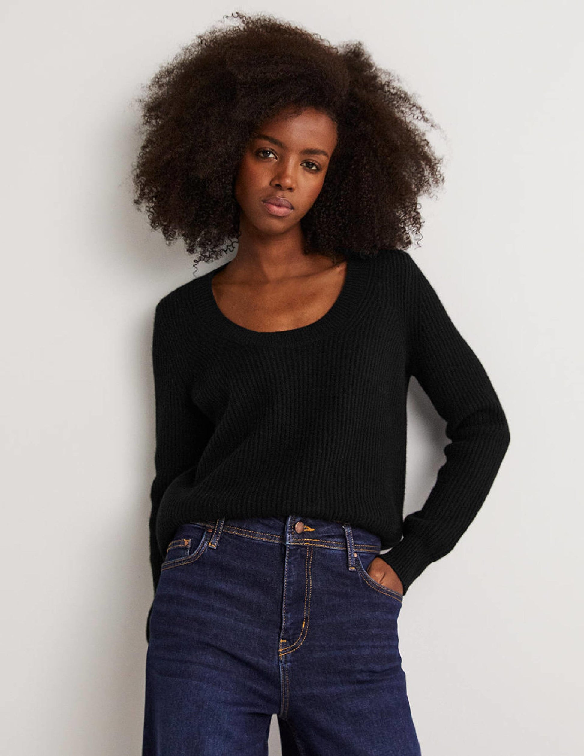 Pull col U en cachemire-Noir-1