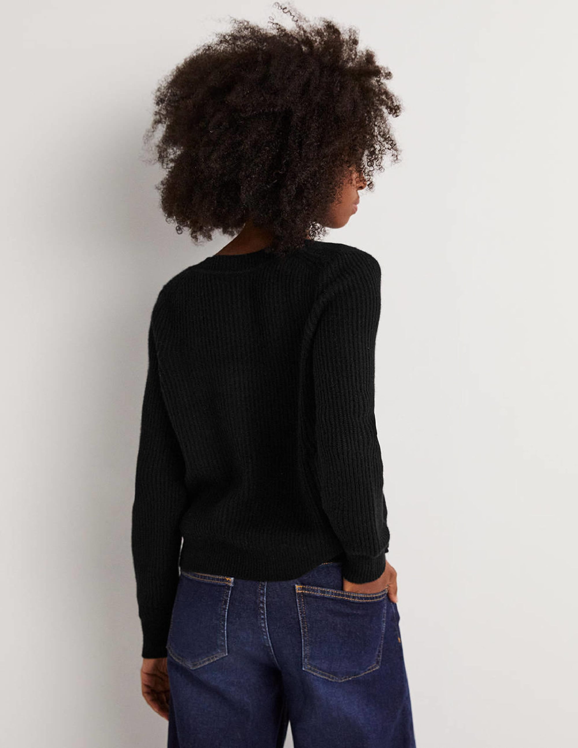 Pull col U en cachemire-Noir - Image 3