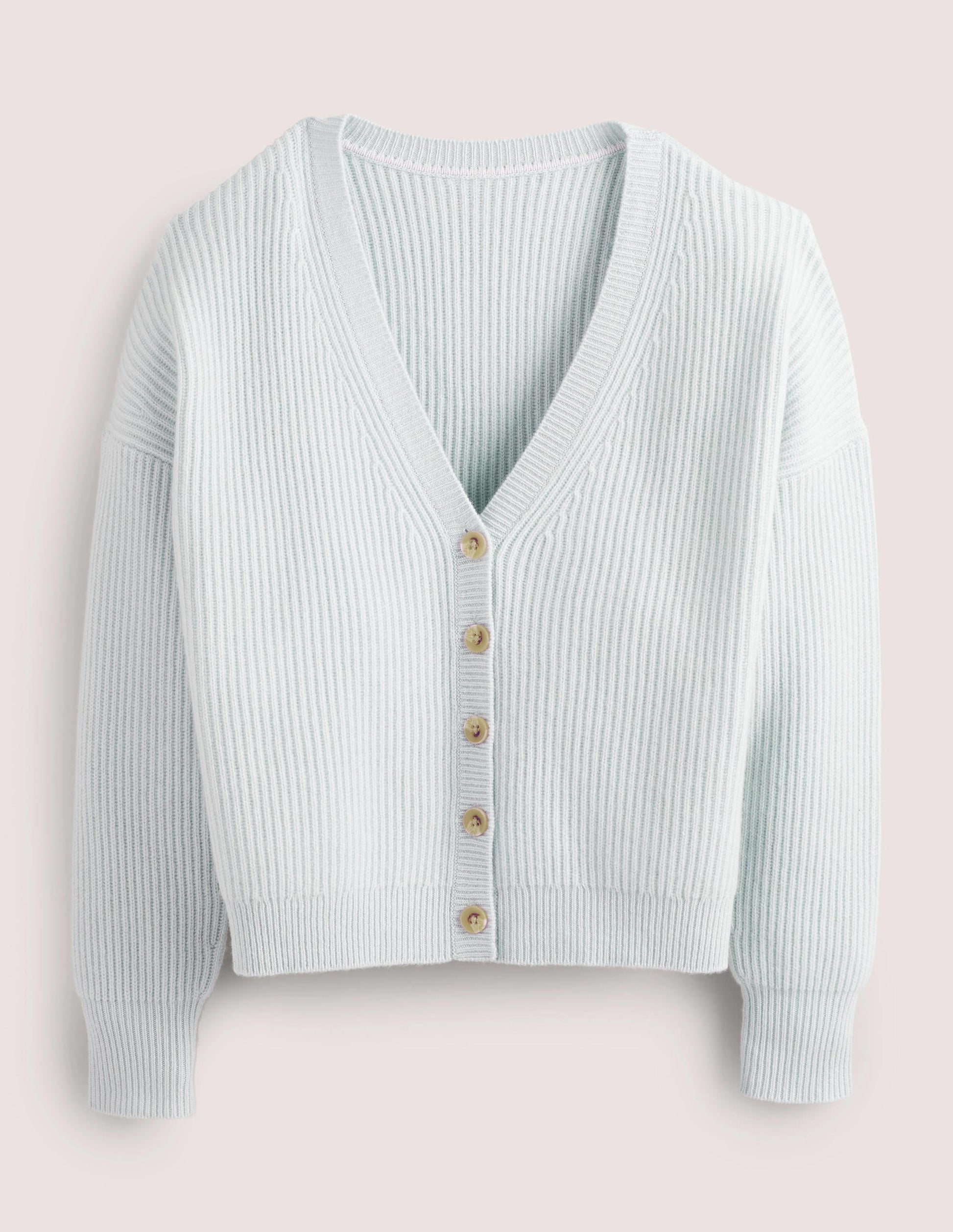 Kaschmircardigan mit V-Ausschnitt-Helles Himmelblau-5