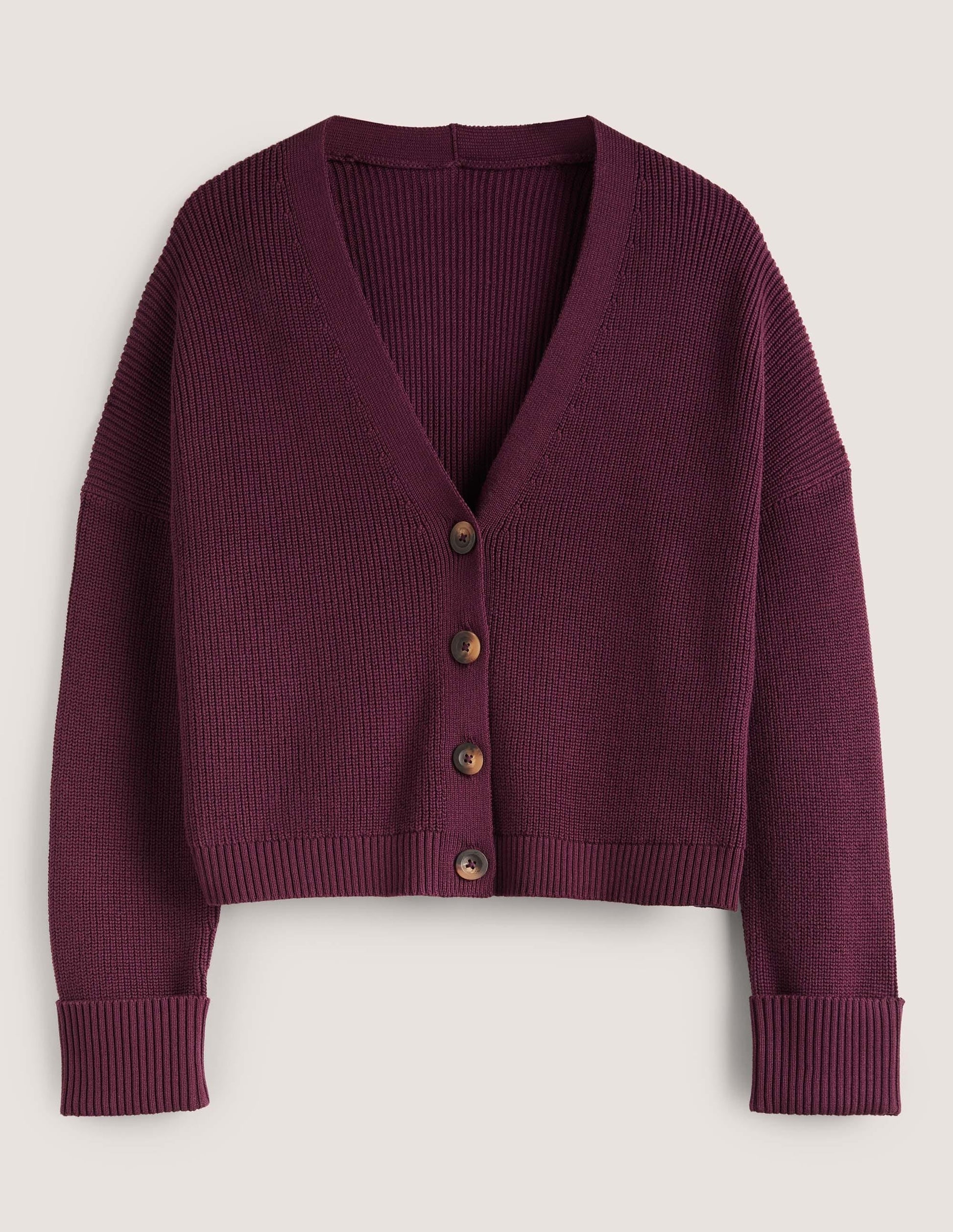 Rippstrickcardigan mit Umschlagbündchen-Beere-6