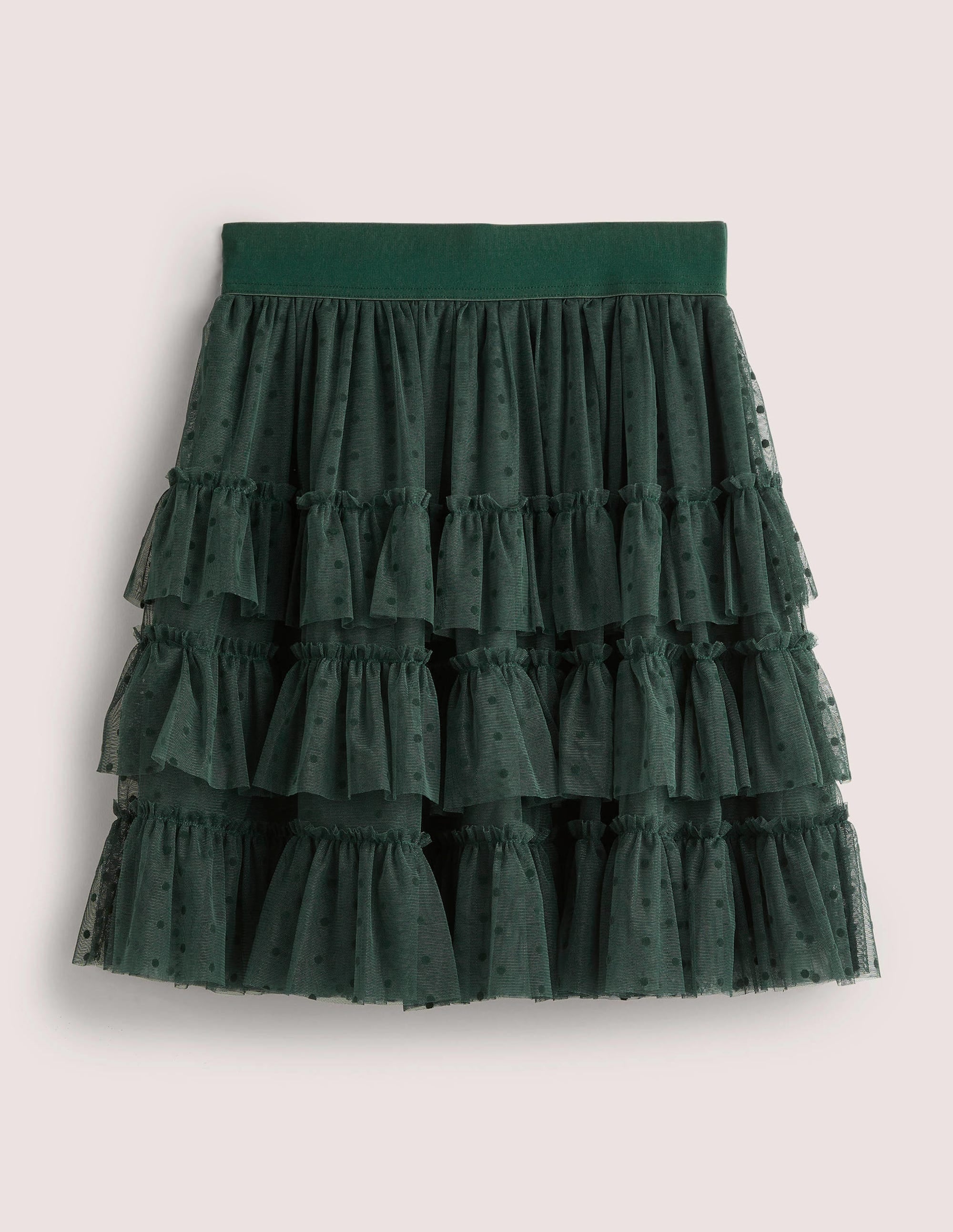 Mini-jupe à volants en tulle-Vert onyx - Image 7