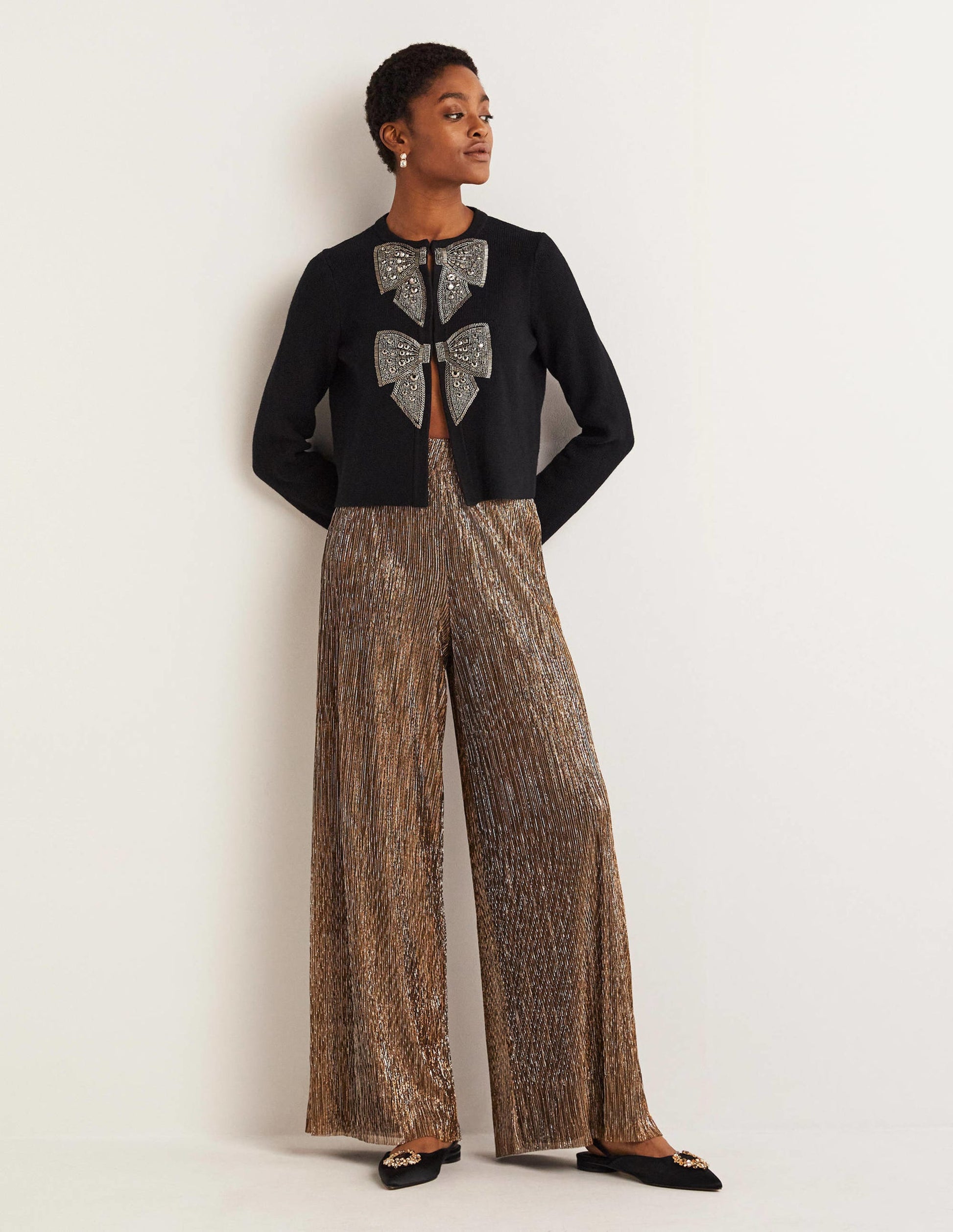Partyhose mit Metallic-Details-Gold/Schwarz, Lurex-1