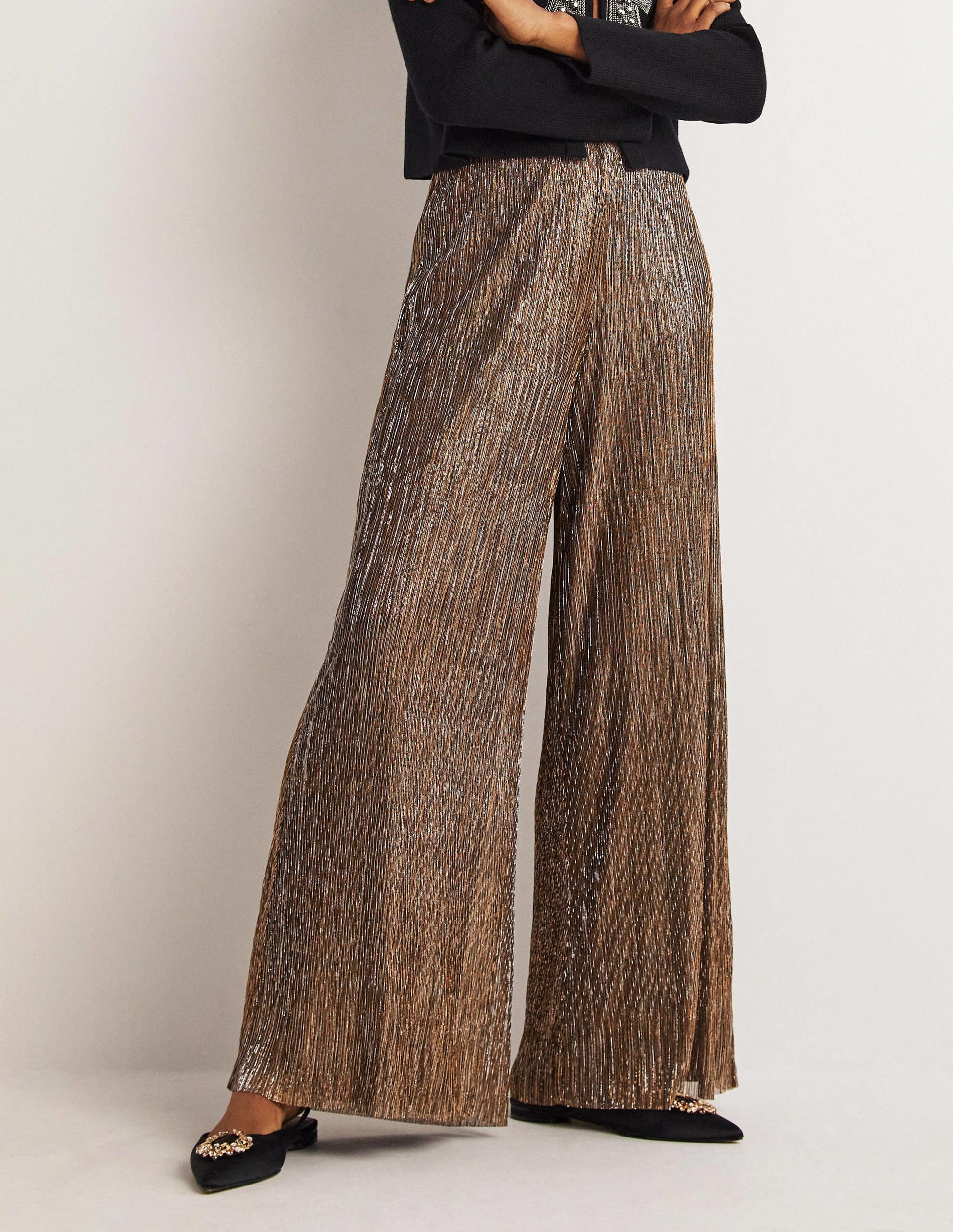 Partyhose mit Metallic-Details-Gold/Schwarz, Lurex-4