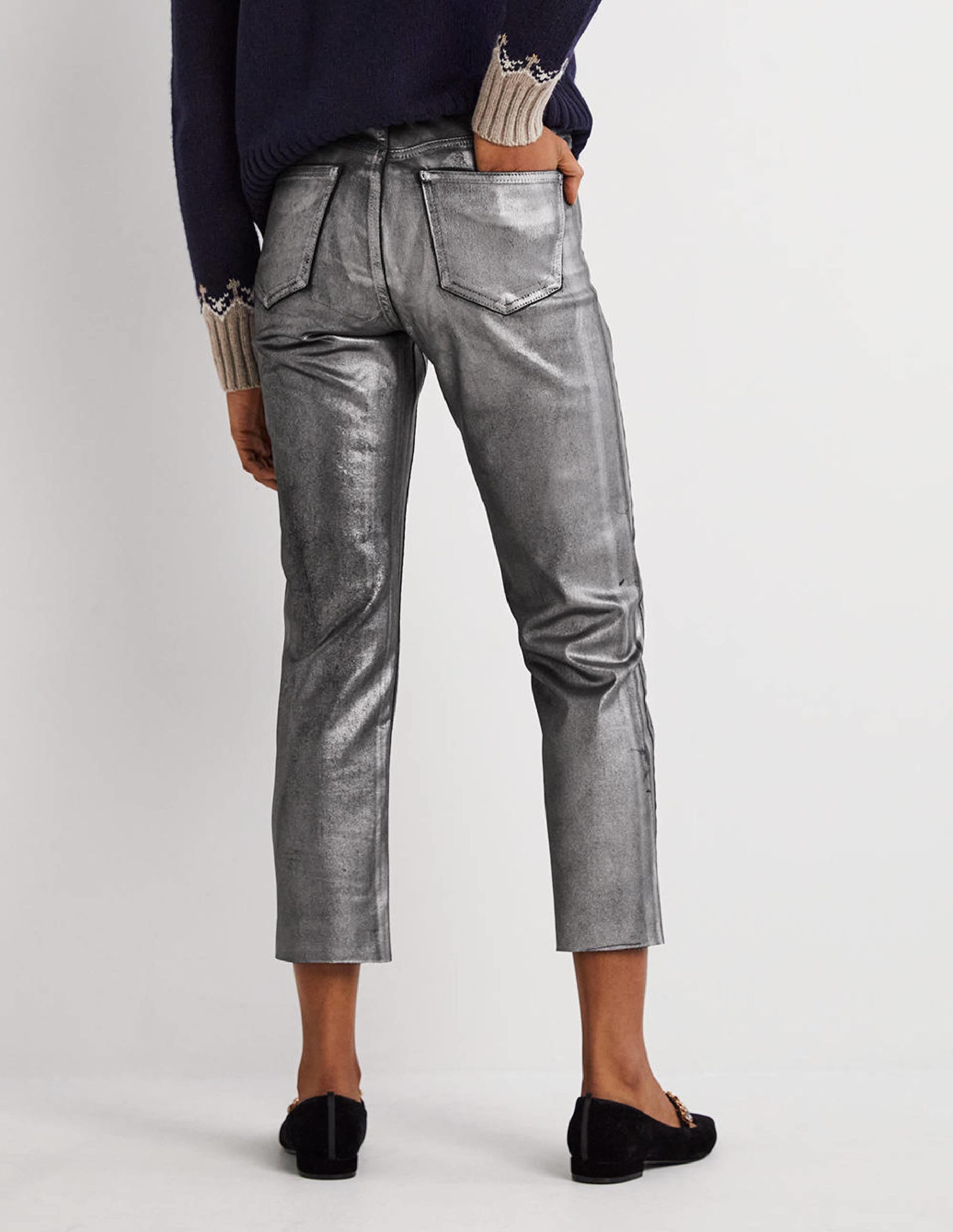 Pantalon droit métallisé-Gris acier métallisé - Image 3