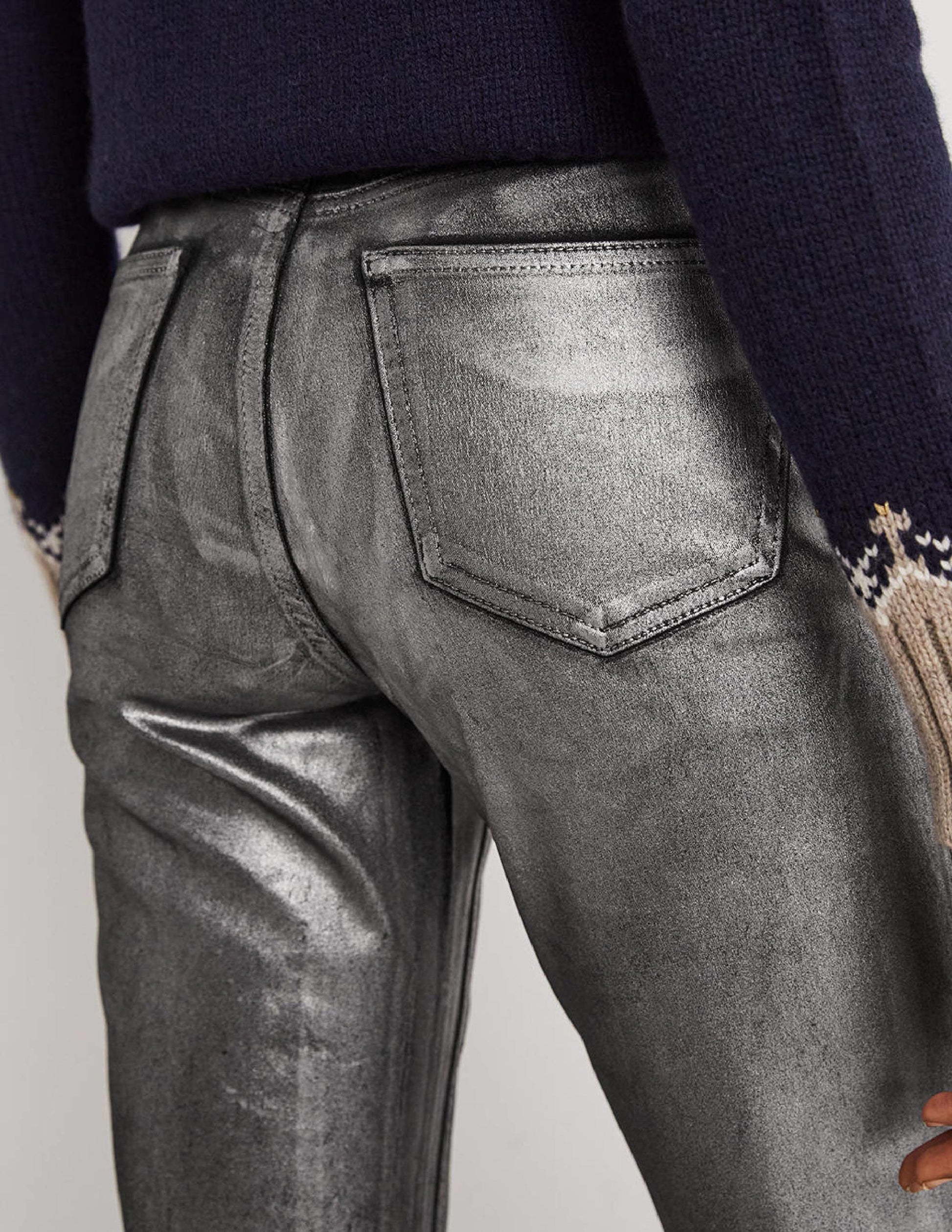 Metallic-Hose mit geradem Bein-Metallgrau-Metallic-4