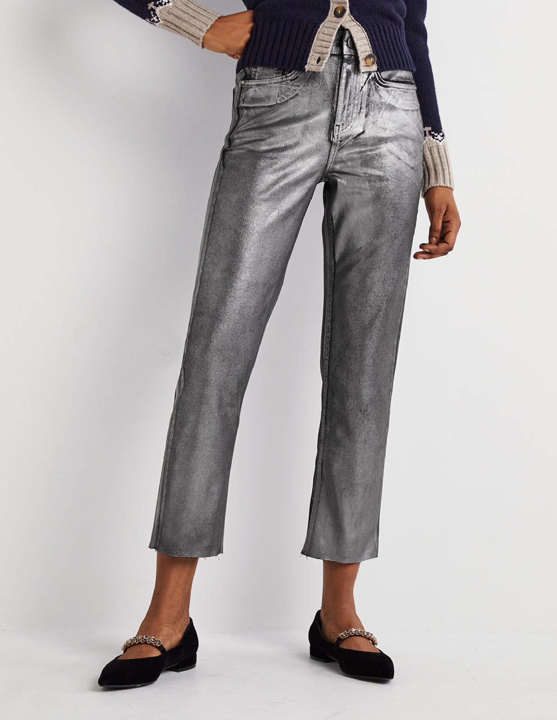 Metallic-Hose mit geradem Bein-Metallgrau-Metallic-5