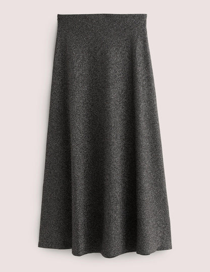 Midirock aus Metallic-Jersey-Schwarz/Silber, Glitzer-5