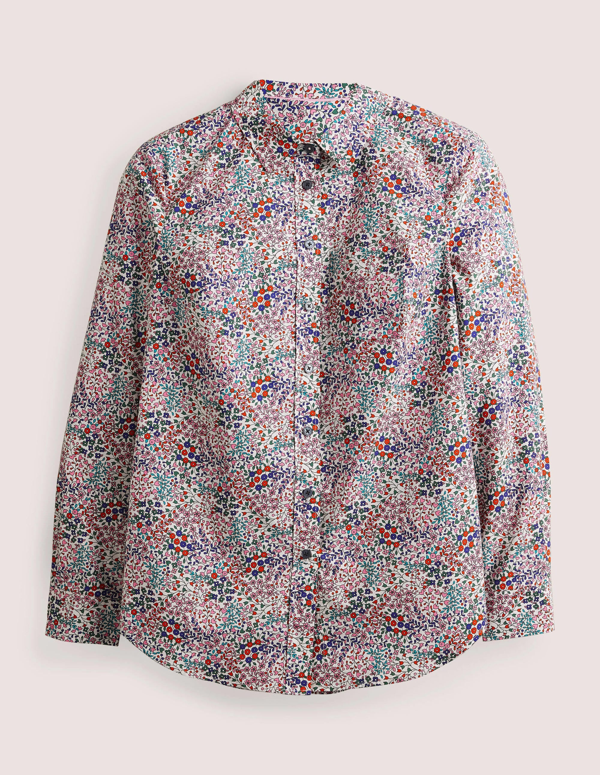 Classic Cotton Shirt-Ivory, Ditsy Garden - Image 6