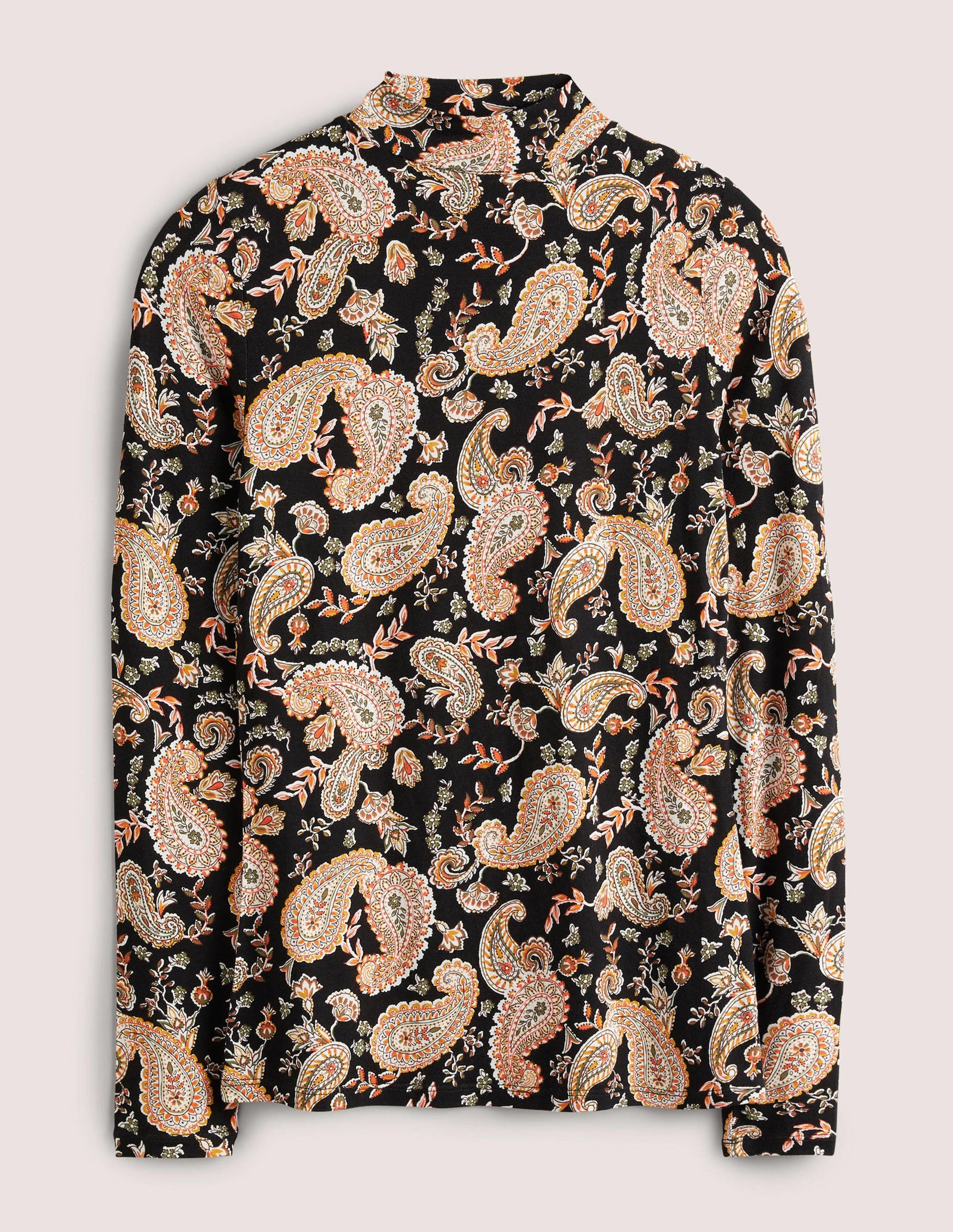 Jerseyoberteil mit hohem Kragen-Schwarz, Paisleymuster-5