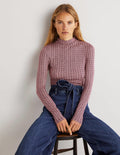 Jersey High Neck Top-Berry, Diamond Swirl