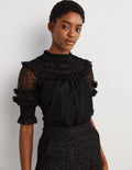Black Polka Dot Tulle Party Top-Noir
