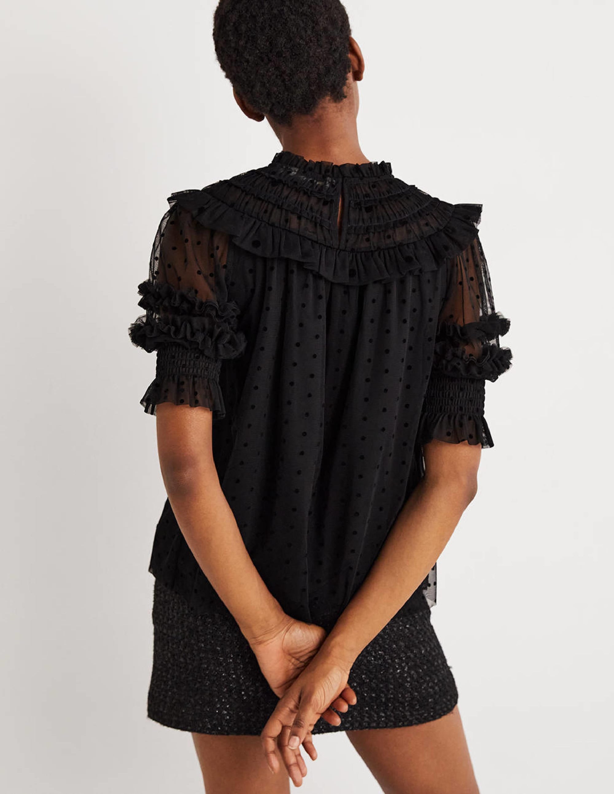 Black Polka Dot Tulle Party Top-Noir - Image 4