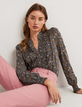 Chemise en jersey à volants-Motif Ditsy Charm gris