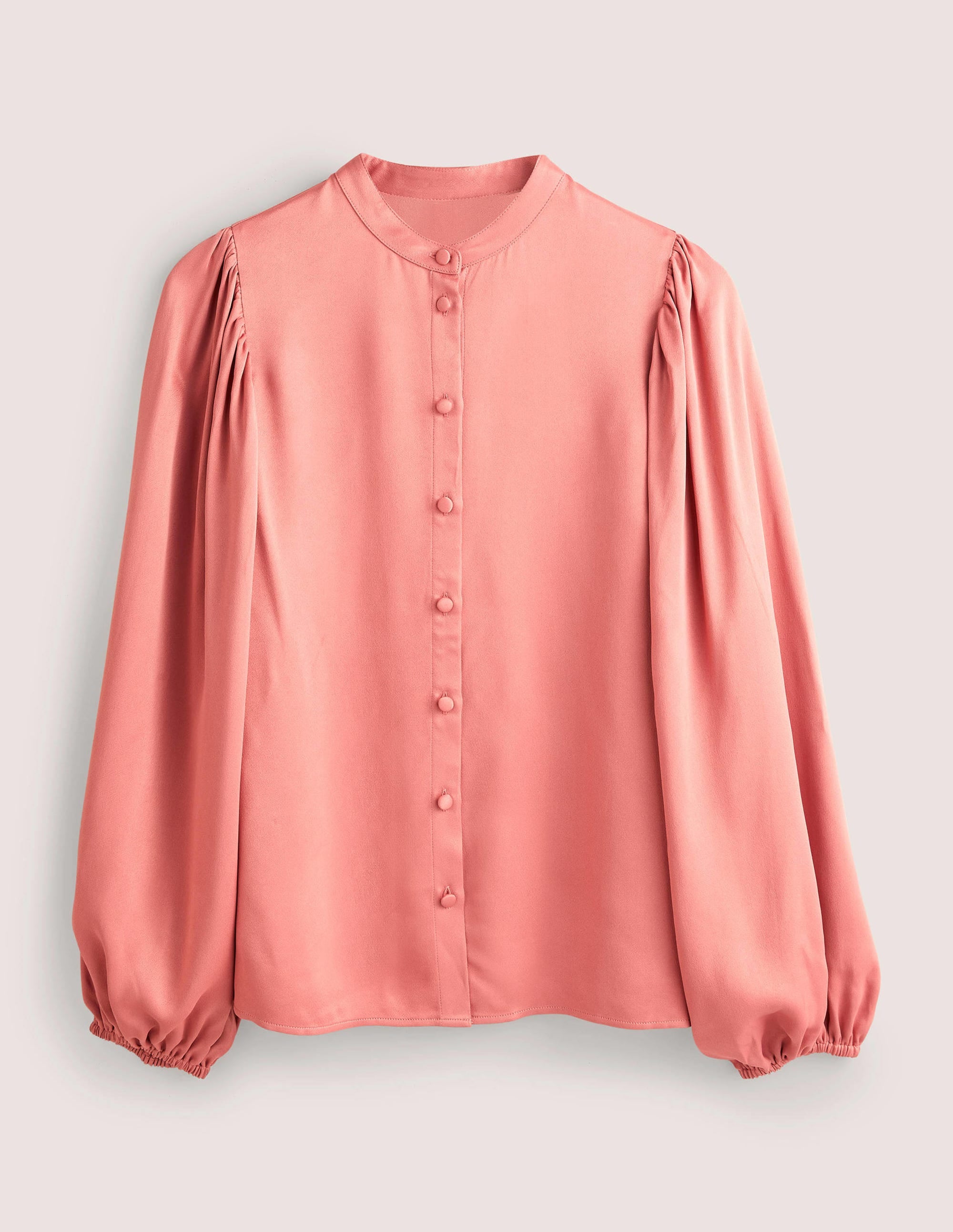 Chemise en satin à manches blousantes-Rose poudré - Image 5