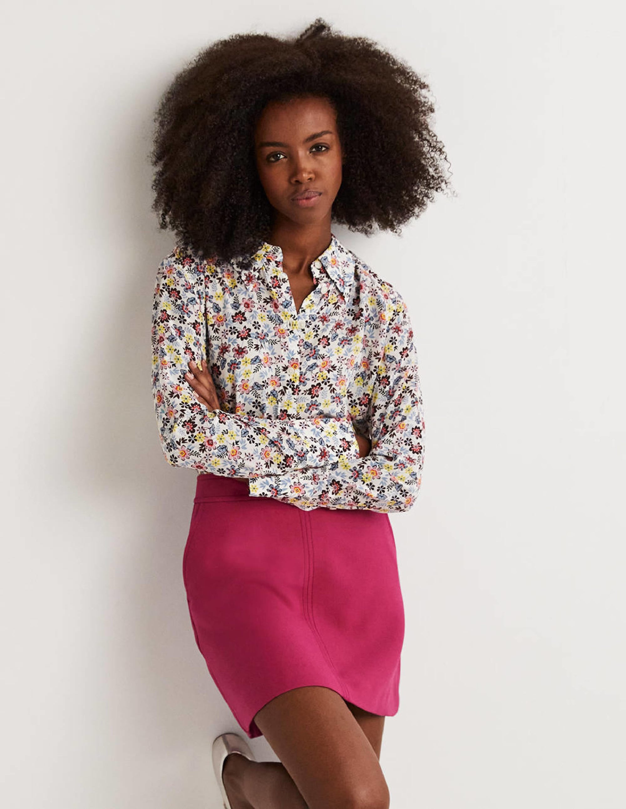 Nouvelle chemise en soie-Ivoire, motif Opulent Leaf - Image 1