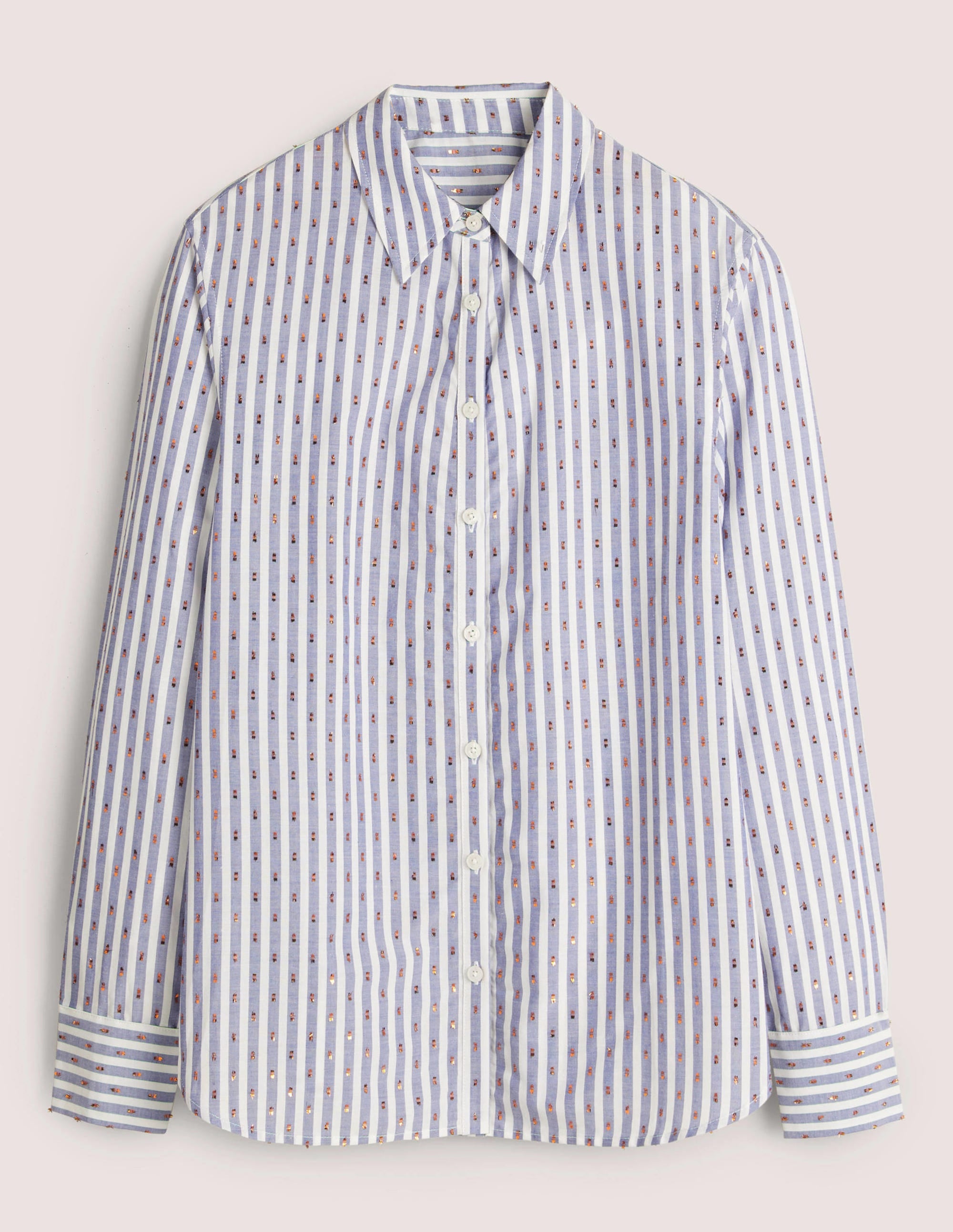 Embroidered Relaxed Shirt-Metallic Clip Stripe - Image 6