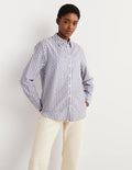 Embroidered Relaxed Shirt-Metallic Clip Stripe