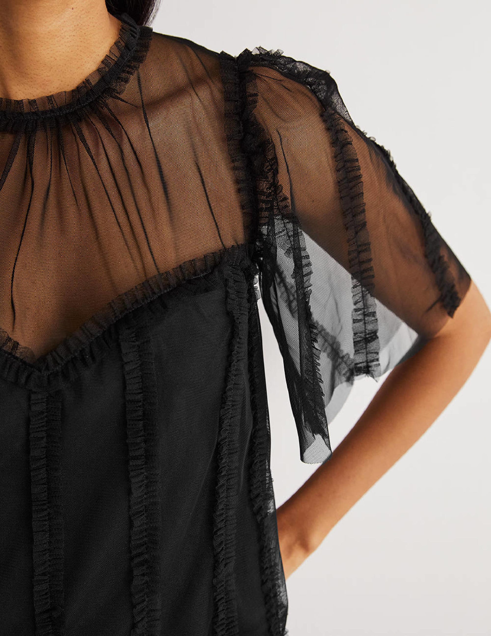 Black Sweetheart Tulle Party Top-Noir - Image 2